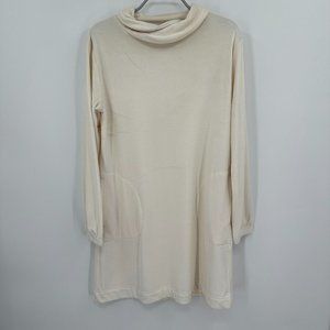 Softies 35" Feather Velour Funnel Neck Lounger Dress sz S Cloud-Ivory NWT